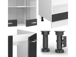 Cocina esquinera hormigón negro/blanco 287x60x81.6 r-line