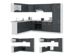 Cocina esquinera hormigón negro/blanco 287x60x81.6 r-line