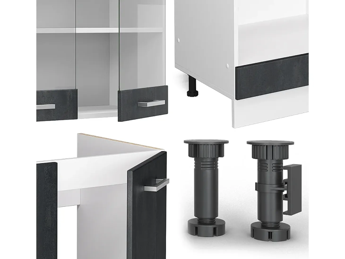 Cocina esquinera hormigón negro/blanco 287x60x81.6 r-line