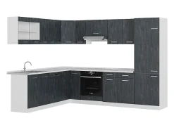 Cocina esquinera hormigón negro/blanco 287x60x81.6 r-line