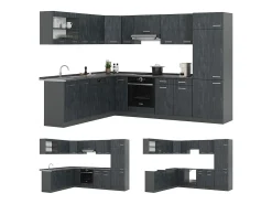 Cocina esquinera hormigón negro/antracita 287x46x81.6 r-line