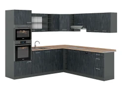 Cocina esquinera hormigón negro/antracita 247x60x81.6 r-line