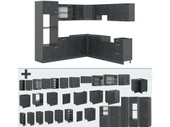 Cocina esquinera hormigón negro/antracita 247x60x81.6 r-line