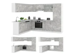Cocina esquinera hormigón 287x60x81.6 r-line