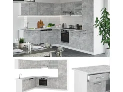 Cocina esquinera hormigón 287x60x81.6 r-line