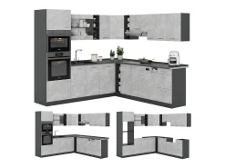 Cocina esquinera hormigón/antracita 247x46x81.6 r-line