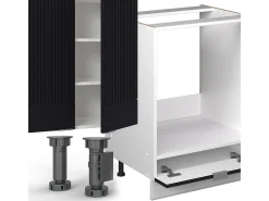 Cocina esquinera negro a rayas/blanco 347x60x81.6 fame-line