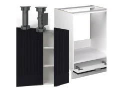 Cocina esquinera negro a rayas/blanco 190x60x81.6 fame-line