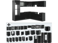 Cocina esquinera negro/antracita de alto brillo 247x60x81.6 r-line