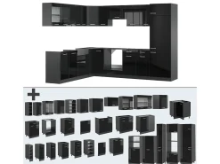Cocina esquinera negro/antracita de alto brillo 287x46x81.6 r-line