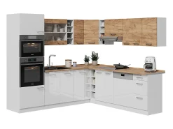 Cocina esquinera oro potencia roble/blanco 247x60x81.6 r-line