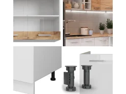 Cocina esquinera oro potencia roble/blanco 247x60x81.6 r-line