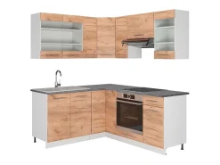 Cocina esquinera oro potencia roble/blanco 190x60x81.6 fame-line