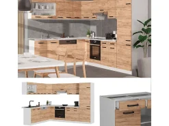 Cocina esquinera oro potencia roble/blanco 287x60x81.6 r-line
