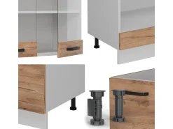 Cocina esquinera oro potencia roble/blanco 287x60x81.6 r-line
