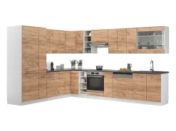 Cocina esquinera oro potencia roble/blanco 347x46x81.6 fame-line