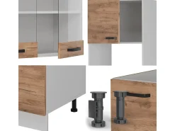 Cocina esquinera oro potencia roble/blanco 247x60x81.6 r-line