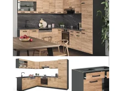 Cocina esquinera oro power roble/antracita 287x46x81.6 r-line