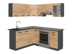 Cocina esquinera oro power roble/antracita 187x60x81.6 rick