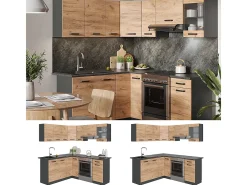 Cocina esquinera oro power roble/antracita 187x60x81.6 rick