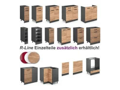 Cocina esquinera oro power roble/antracita 187x60x81.6 rick