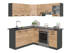 Cocina esquinera oro power roble/antracita 187x60x81.6 rick