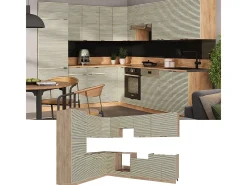 Cocina esquinera panel de roble/roble goldkraft 287x46x81.6 fame-line