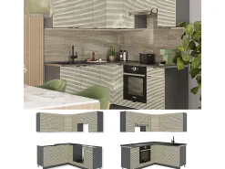 Cocina esquinera panel de roble/antracita 190x60x81.6 fame-line