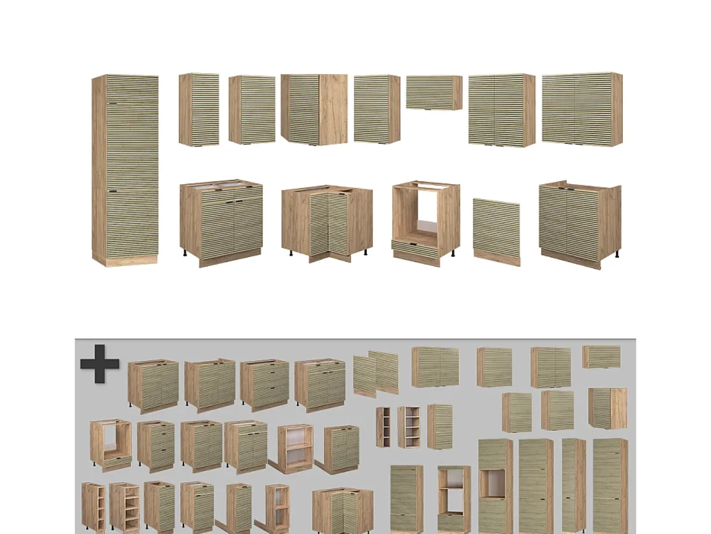 Cocina esquinera panel de roble/roble goldkraft 227x60x81.6 fame-line