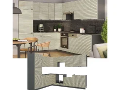 Cocina esquinera panel de roble/antracita 287x60x81.6 fame-line