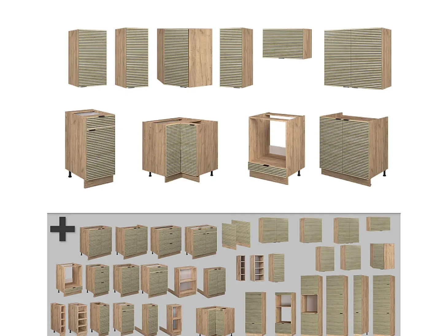 Cocina esquinera panel de roble/roble goldkraft 190x46x81.6 fame-line