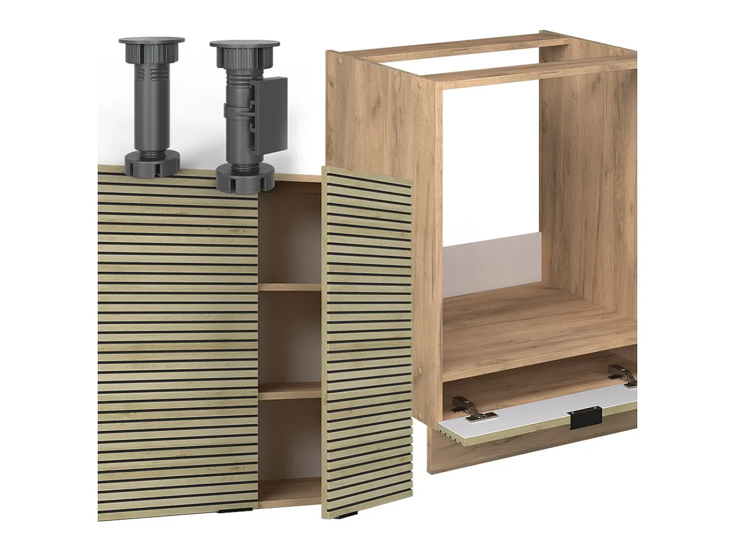 Cocina esquinera panel de roble/roble goldkraft 190x46x81.6 fame-line