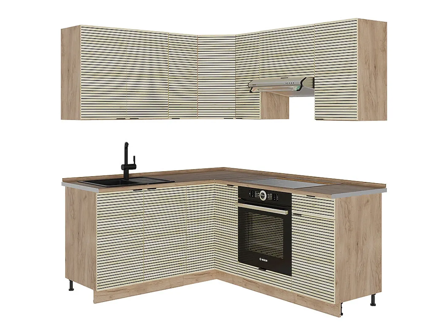 Cocina esquinera panel de roble/roble goldkraft 190x46x81.6 fame-line