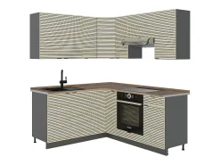 Cocina esquinera panel de roble/antracita 190x60x81.6 fame-line