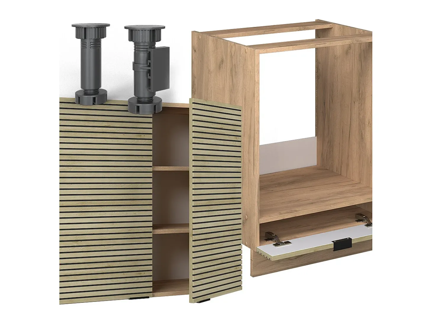Cocina esquinera panel de roble/roble goldkraft 190x60x81.6 fame-line