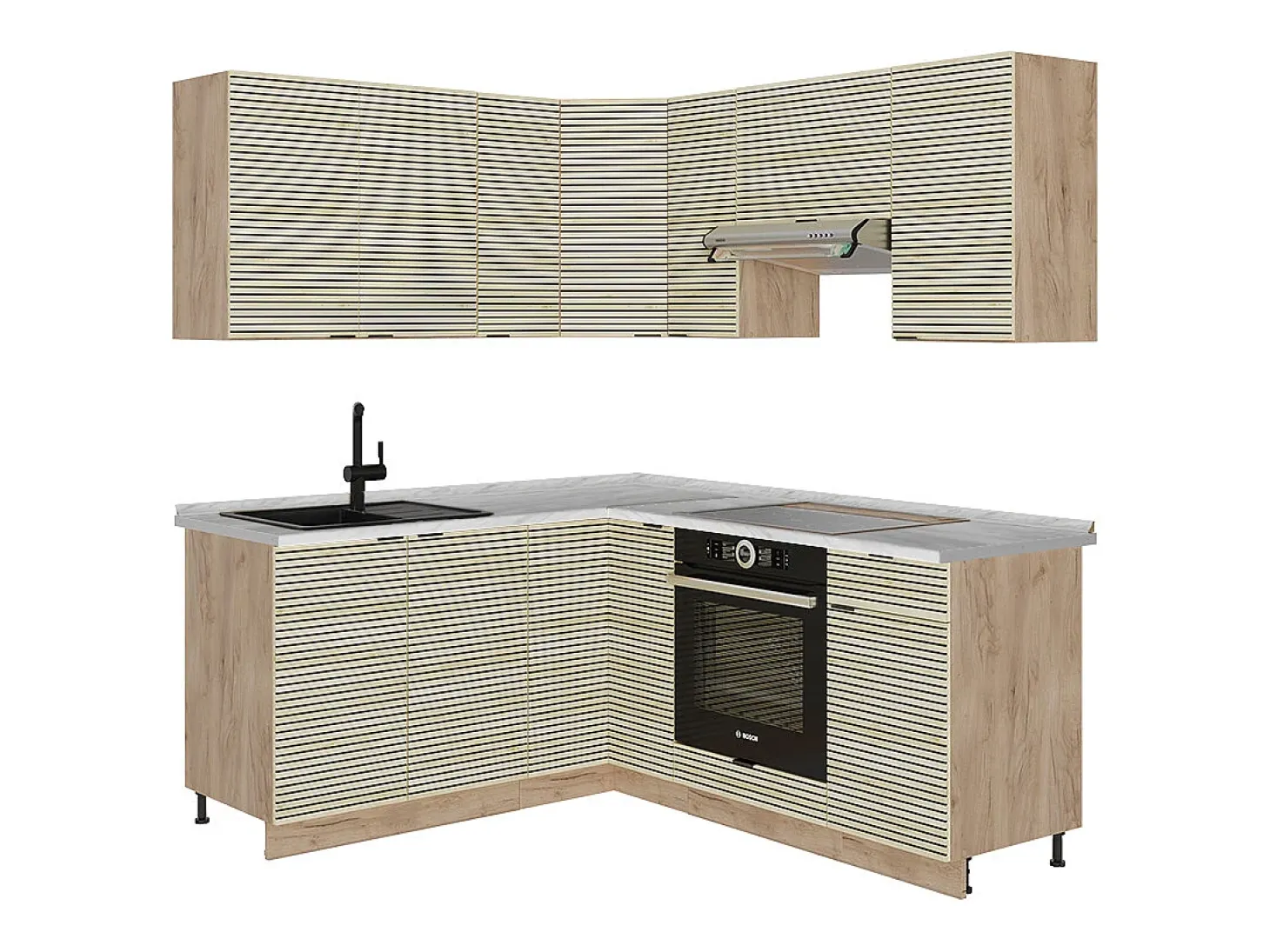 Cocina esquinera panel de roble/roble goldkraft 190x60x81.6 fame-line