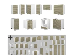 Cocina esquinera panel roble/blanco 190x46x81.6 fame-line