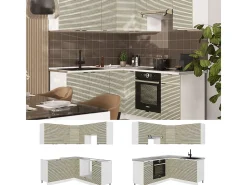 Cocina esquinera panel roble/blanco 190x46x81.6 fame-line
