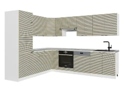 Cocina esquinera panel roble/blanco 287x60x81.6 fame-line