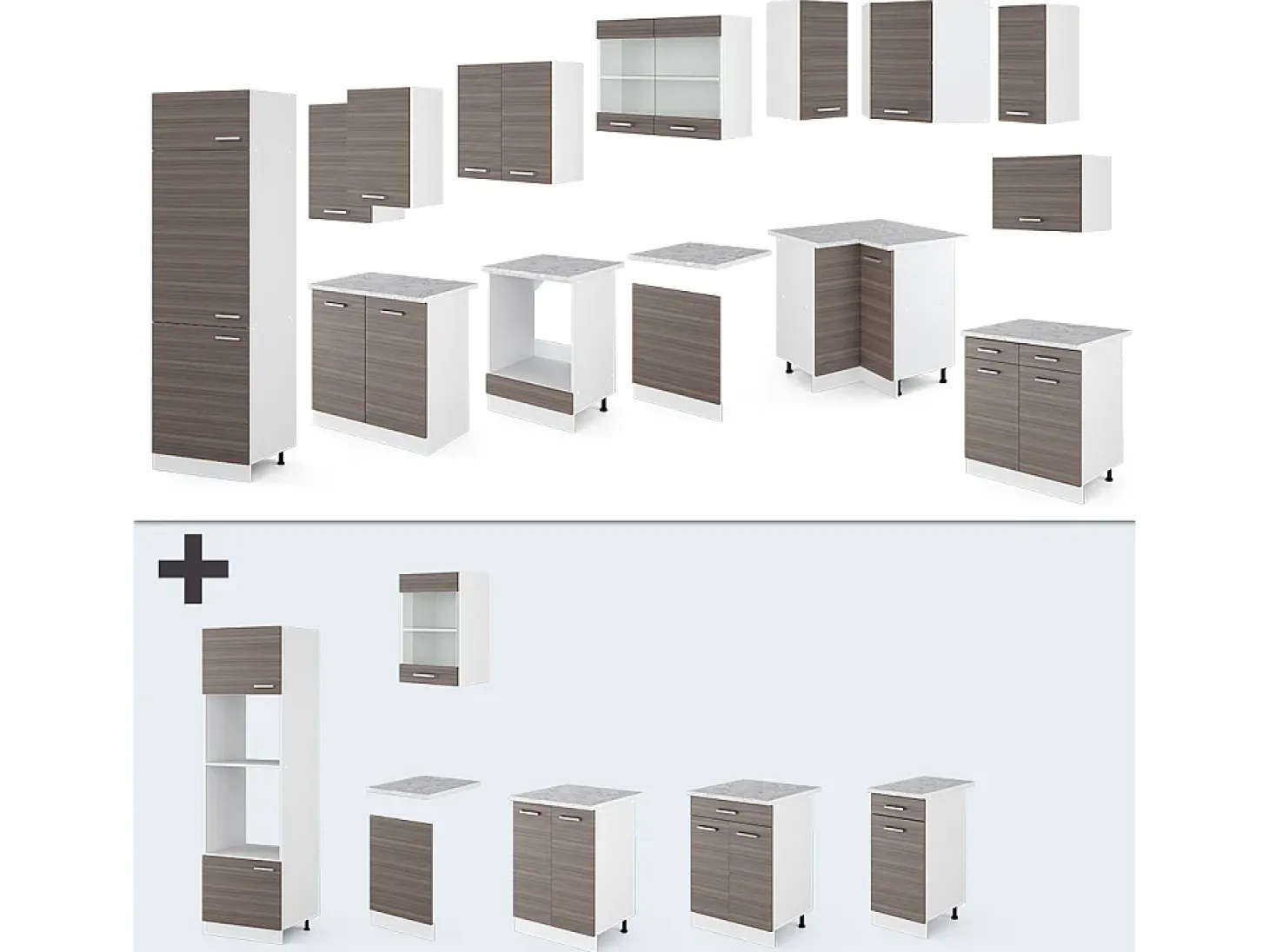 Cocina esquinera precioso gris/blanco 287x46x81.6 r-line