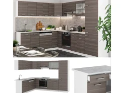 Cocina esquinera precioso gris/blanco 287x46x81.6 r-line