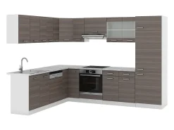 Cocina esquinera precioso gris/blanco 287x46x81.6 r-line