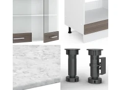 Cocina esquinera precioso gris/blanco 287x46x81.6 r-line
