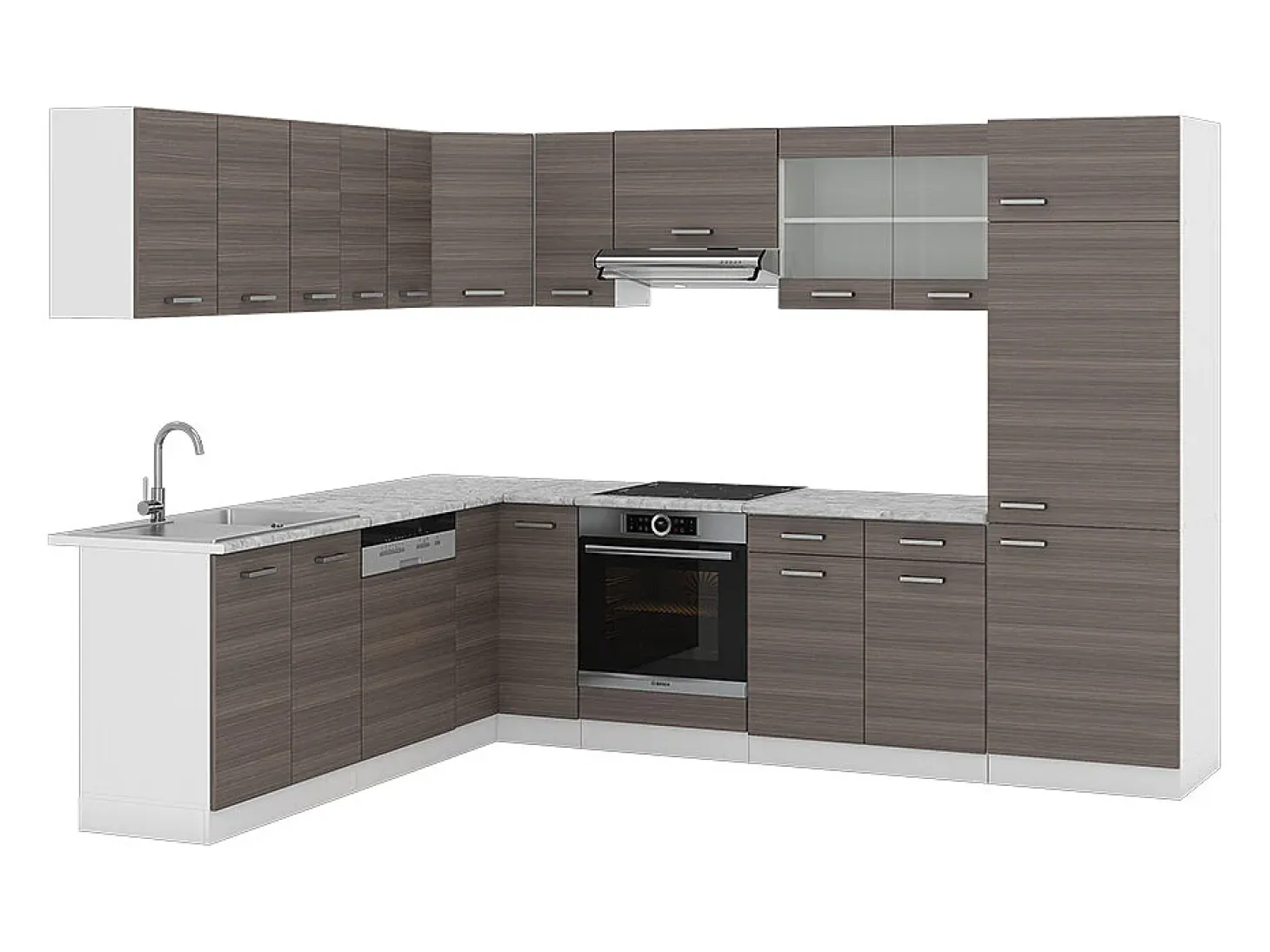 Cocina esquinera precioso gris/blanco 287x60x81.6 r-line