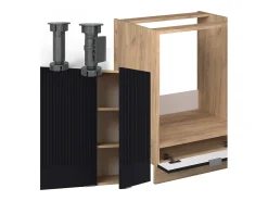 Cocina esquinera rayas negras/roble dorado 287x46x81.6 fame-line