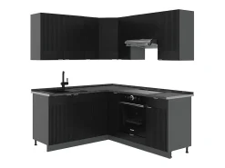 Cocina esquinera rayas negras/antracita 190x46x81.6 fame-line