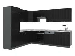Cocina esquinera rayas negras/antracita 287x60x81.6 fame-line