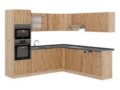 Cocina esquinera roble artesanal/roble dorado 247x60x81.6 r-line