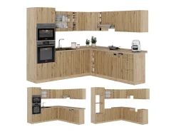 Cocina esquinera roble artesanal/roble dorado 247x60x81.6 r-line