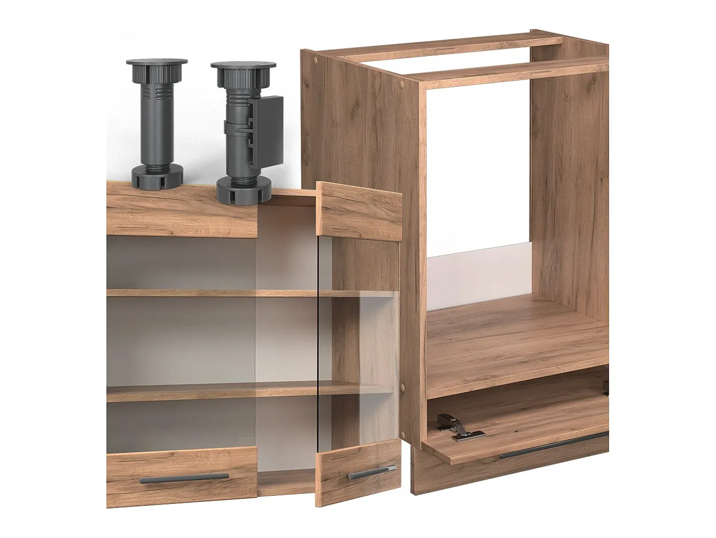 Cocina esquinera roble dorado 227x60x81.6 fame-line